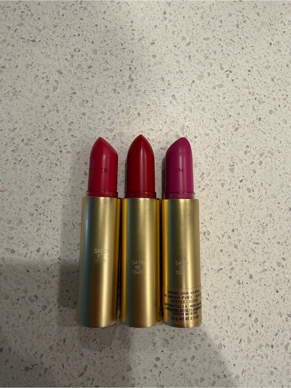 Dries Van Noten Lipstick Trio in Bright Pink, True Red, and Fuchsia - Picture 2 of 2